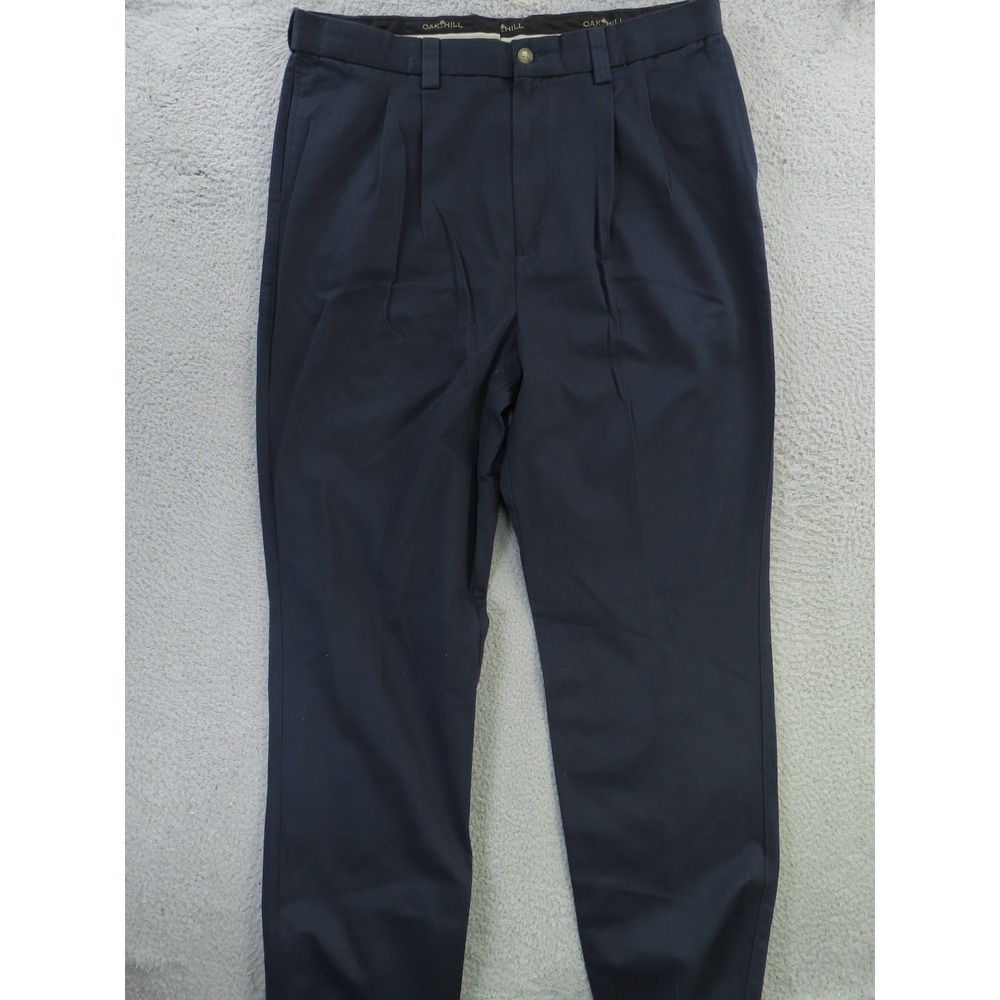 Oak Hill Pants Mens 40x40 Blue Chino Pleated Premium New